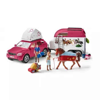 schleich HORSE CLUB Arklių nuotykiai su automobiliu ir priekaba, Veiksmo/Nuotykių, Kempingas, Arkliai, 5 m., Įvairių spalvų, Plastikas