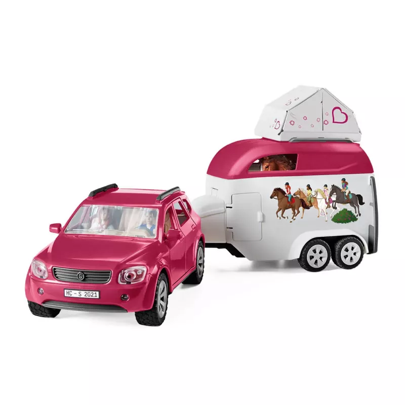 schleich HORSE CLUB Arklių nuotykiai su automobiliu ir priekaba, Veiksmo/Nuotykių, Kempingas, Arkliai, 5 m., Įvairių spalvų, Plastikas