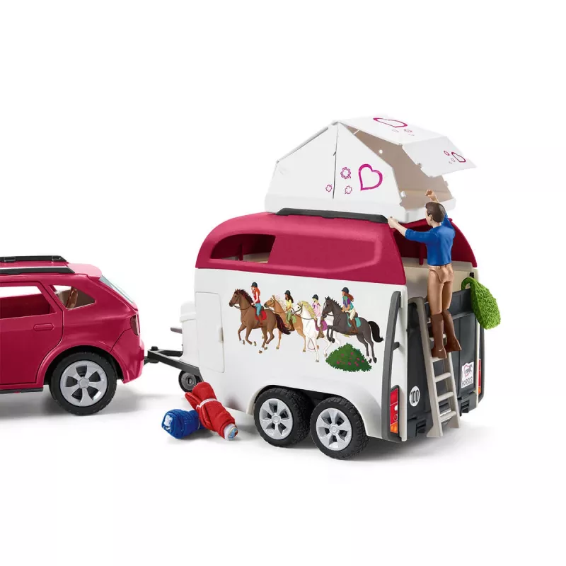 schleich HORSE CLUB Arklių nuotykiai su automobiliu ir priekaba, Veiksmo/Nuotykių, Kempingas, Arkliai, 5 m., Įvairių spalvų, Plastikas