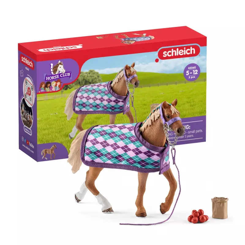„Schleich“ žirgo modelis: anglų grynakraujis su antklode, 42360