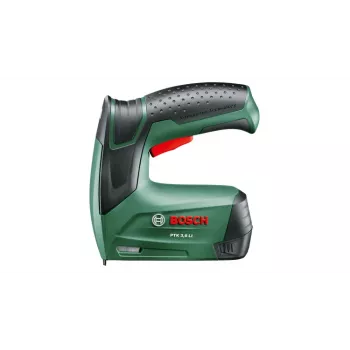 Kabių pistoletas Bosch PTK 3,6 LI Office Set — belaidis, Li‑Ion 1.5 Ah, kabių ilgis 4 mm–10 mm, plotis 50 mm