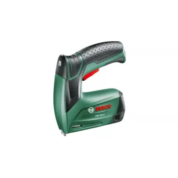Kabių pistoletas Bosch PTK 3,6 LI Office Set — belaidis, Li‑Ion 1.5 Ah, kabių ilgis 4 mm–10 mm, plotis 50 mm
