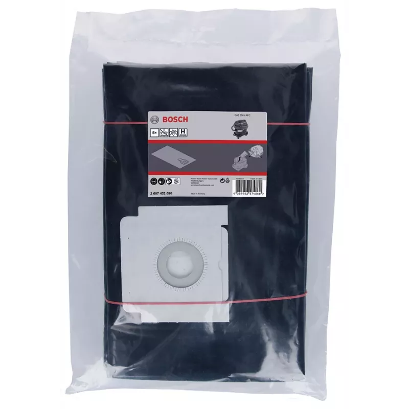 Filtrinių maišelių rinkinys Bosch GAS 35 H AFC 2607432050 — 5 vnt., vienkartiniai dulkių maišeliai suderinamiems dulkių siurbliams