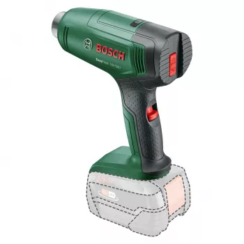 Karšto oro pistoletas Bosch EasyHeat 18V-500 — belaidis, 72 W, 4 Ah baterija, 350–450 °C, pistoleto rankena, žalias