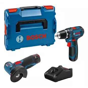 Bosch GSR 12V-15 + GWS 12V-76 +2 baterijos 2 Ah + GAL 12V-40 (L) Professional baterija