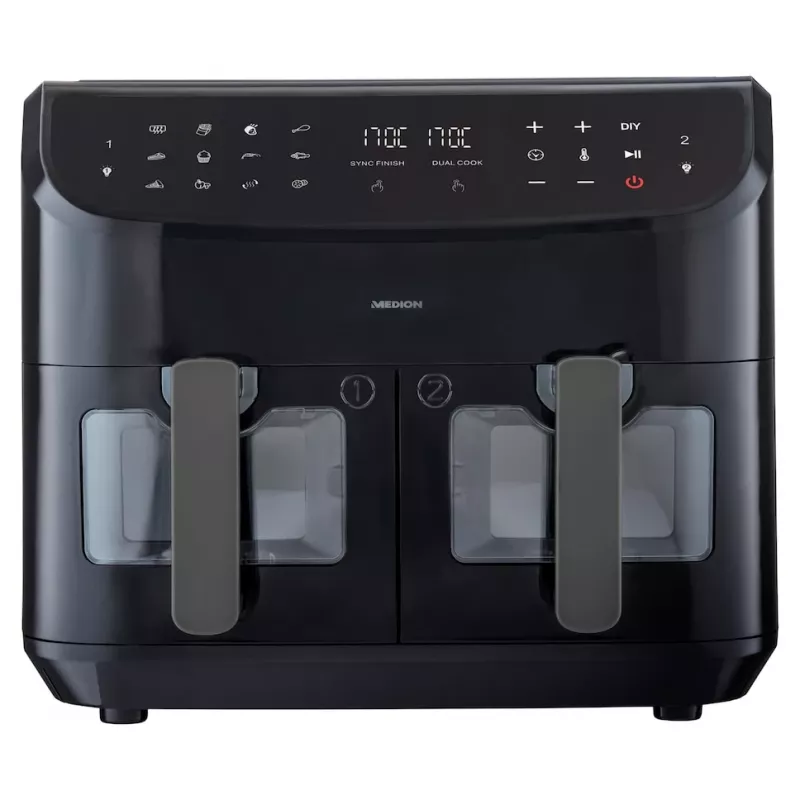 MEDION LIFE P20 Double 8,7 L 2600 W karšto oro gruzdintuvė Juoda