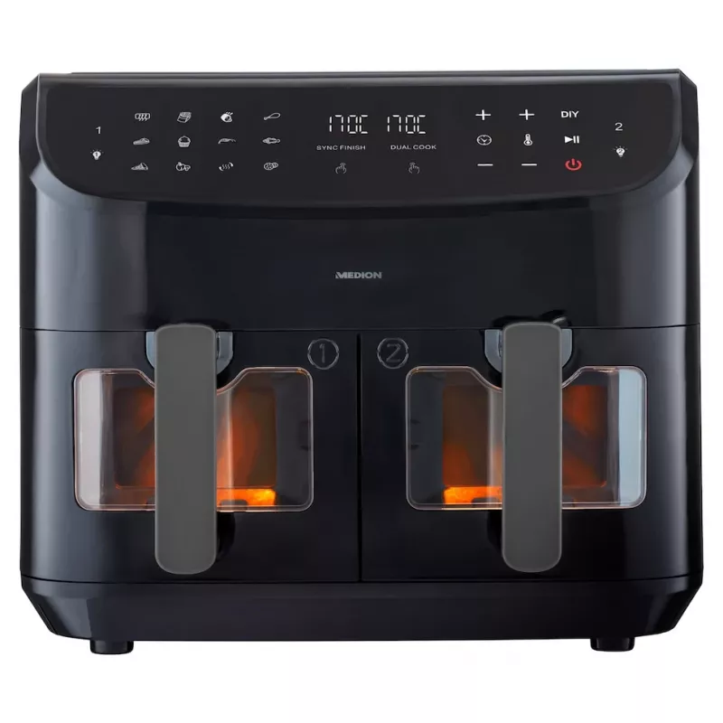 MEDION LIFE P20 Double 8,7 L 2600 W karšto oro gruzdintuvė Juoda
