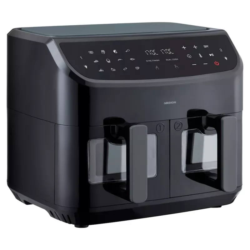 MEDION LIFE P20 Double 8,7 L 2600 W karšto oro gruzdintuvė Juoda