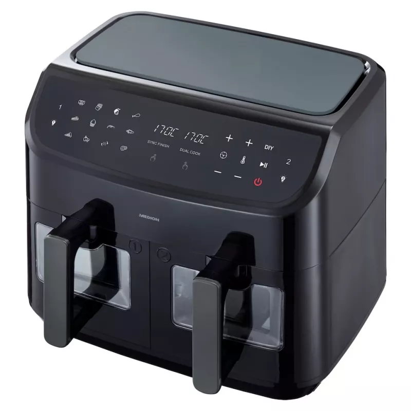 MEDION LIFE P20 Double 8,7 L 2600 W karšto oro gruzdintuvė Juoda