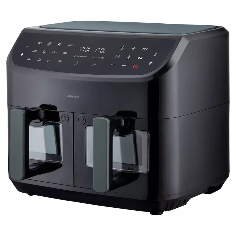 MEDION LIFE P20 Double 8,7 L 2600 W karšto oro gruzdintuvė Juoda