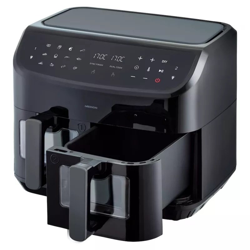 MEDION LIFE P20 Double 8,7 L 2600 W karšto oro gruzdintuvė Juoda
