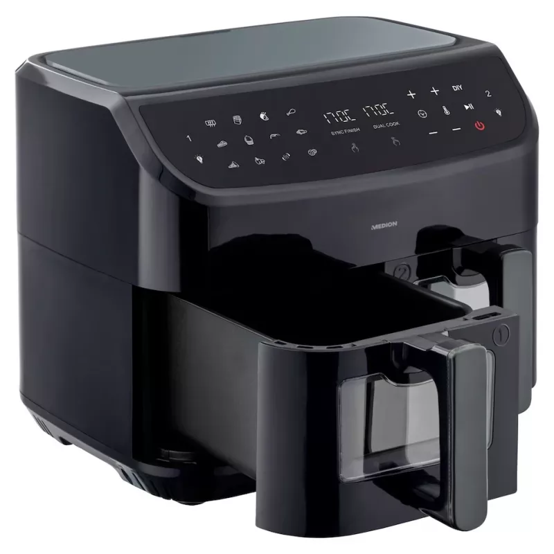 MEDION LIFE P20 Double 8,7 L 2600 W karšto oro gruzdintuvė Juoda