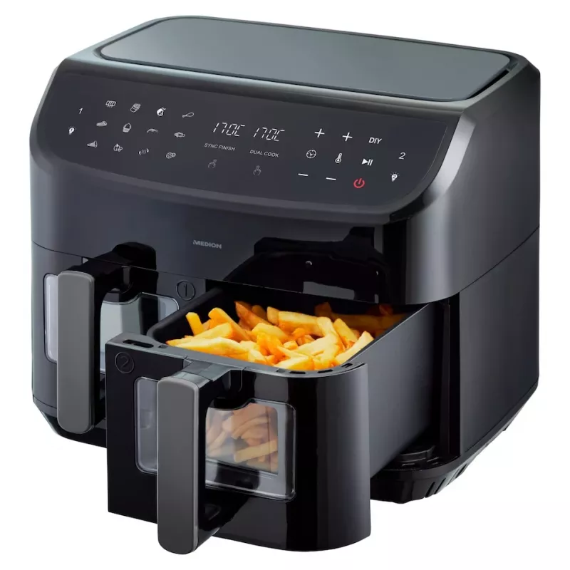 MEDION LIFE P20 Double 8,7 L 2600 W karšto oro gruzdintuvė Juoda