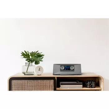 Internet radijas MEDION LIFE P85333 — DAB+ / FM, 12 W RMS, 2,8 colio TFT, Wi‑Fi 802.11a/b/g, 3,5 mm lizdas, pilka