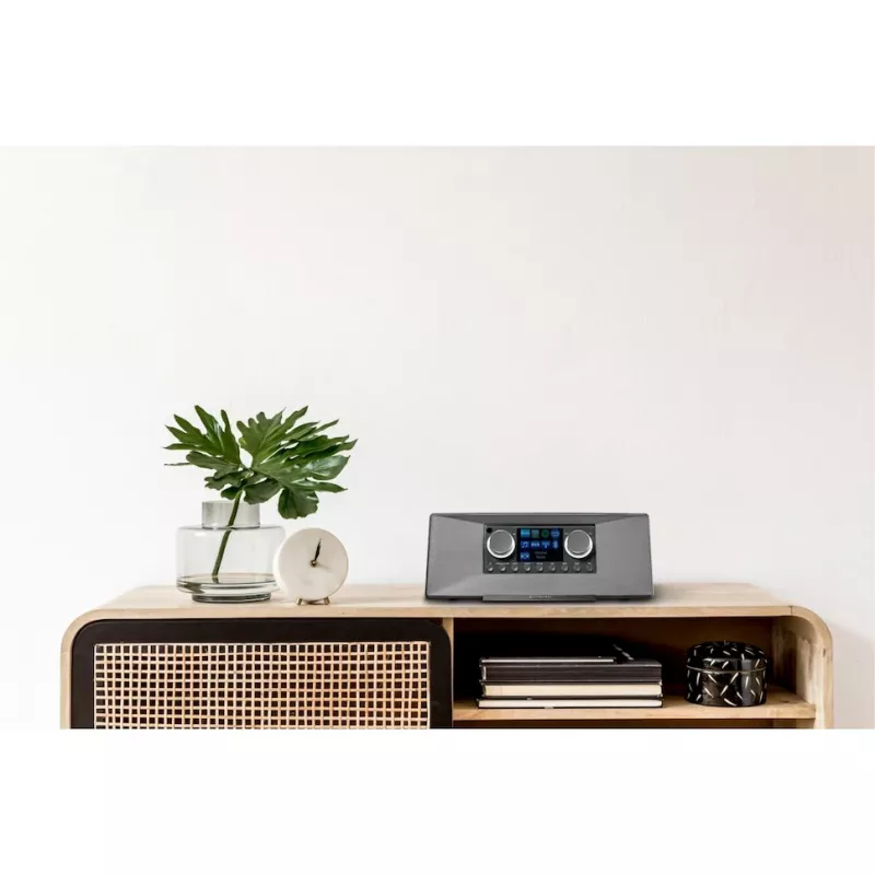 Internet radijas MEDION LIFE P85333 — DAB+ / FM, 12 W RMS, 2,8 colio TFT, Wi‑Fi 802.11a/b/g, 3,5 mm lizdas, pilka