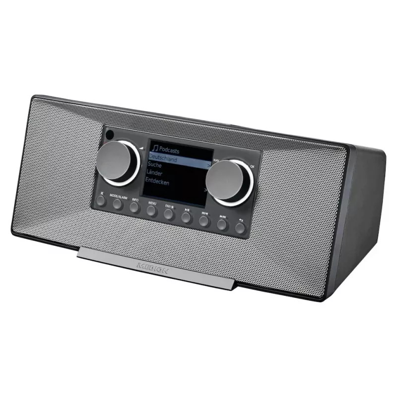 Internet radijas MEDION LIFE P85333 — DAB+ / FM, 12 W RMS, 2,8 colio TFT, Wi‑Fi 802.11a/b/g, 3,5 mm lizdas, pilka