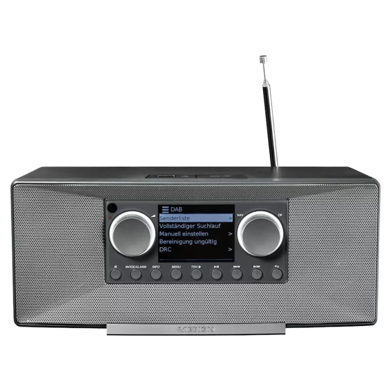 Internet radijas MEDION LIFE P85333 — DAB+ / FM, 12 W RMS, 2,8 colio TFT, Wi‑Fi 802.11a/b/g, 3,5 mm lizdas, pilka