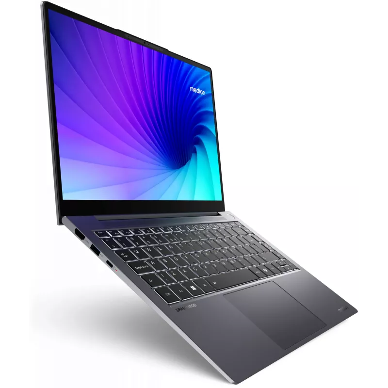 MEDION SPRCHRGD 14 S1 Elite MD62637 Snapdragon X1E-78-100 nešiojamasis kompiuteris 35,6 cm (14 colių) WQXGA+ 16 GB LPDDR5-SDRAM 512 GB SSD Wi-Fi 6E (802.11ax) Windows 11 Home US anglų kalba Pilka