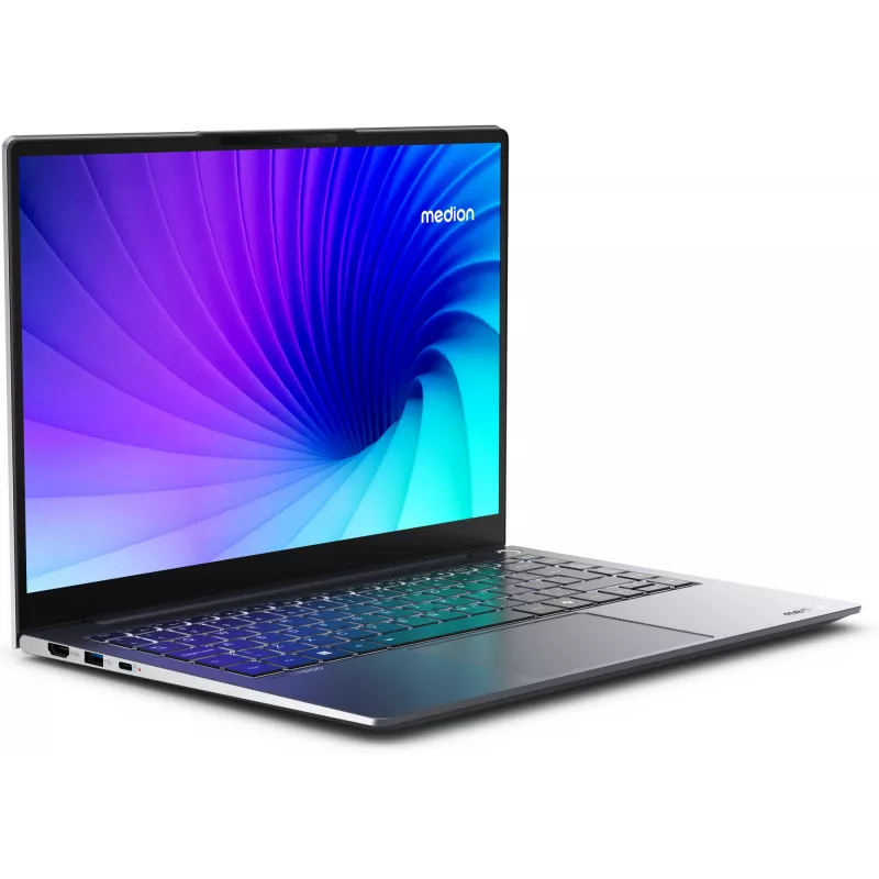 MEDION SPRCHRGD 14 S1 Elite MD62637 Snapdragon X1E-78-100 nešiojamasis kompiuteris 35,6 cm (14 colių) WQXGA+ 16 GB LPDDR5-SDRAM 512 GB SSD Wi-Fi 6E (802.11ax) Windows 11 Home US anglų kalba Pilka