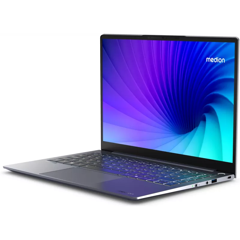 MEDION SPRCHRGD 14 S1 Elite MD62637 Snapdragon X1E-78-100 nešiojamasis kompiuteris 35,6 cm (14 colių) WQXGA+ 16 GB LPDDR5-SDRAM 512 GB SSD Wi-Fi 6E (802.11ax) Windows 11 Home US anglų kalba Pilka