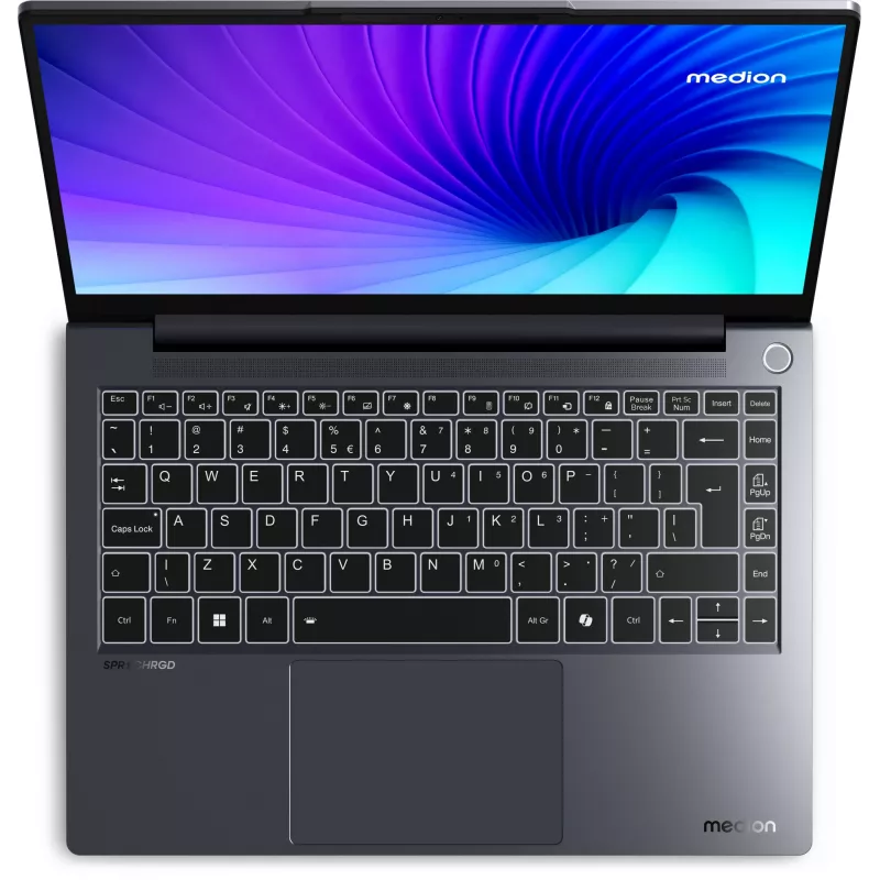 MEDION SPRCHRGD 14 S1 Elite MD62637 Snapdragon X1E-78-100 nešiojamasis kompiuteris 35,6 cm (14 colių) WQXGA+ 16 GB LPDDR5-SDRAM 512 GB SSD Wi-Fi 6E (802.11ax) Windows 11 Home US anglų kalba Pilka