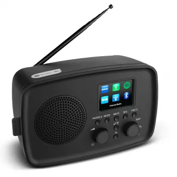 Internetinis radijas MEDION 50078817 — DAB+/FM, Wi‑Fi (802.11a/b/g), 5 W RMS, 2,4 colio TFT, juodas, Spotify palaikymas, IPX1