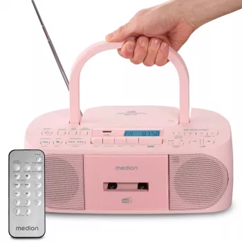 Asmeninis radijas MEDION 50079336 — DAB+ FM PLL derintuvas, LCD ekranas, Bluetooth 10 m, 6 W RMS, 3,5 mm išvestis