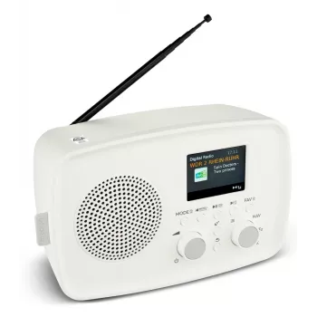 Asmeninis radijas MEDION MD89288 — DAB+ / FM, 5 W RMS, TFT 6,1 cm (2,4 colio), baltas, kintamoji srovė 100–240 V