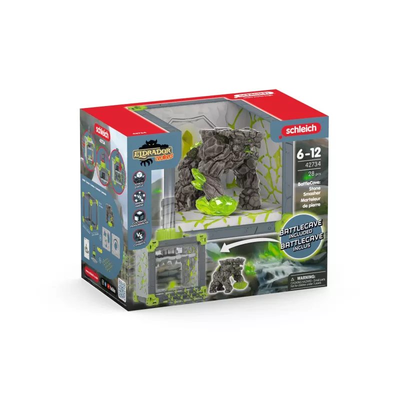 schleich ELDRADOR CREATURES BattleCave Stone Smasher, Veiksmo/Nuotykių, Monstrai ir drakonai, Akmenų pasaulis, 7 m., Žalia, Pilka