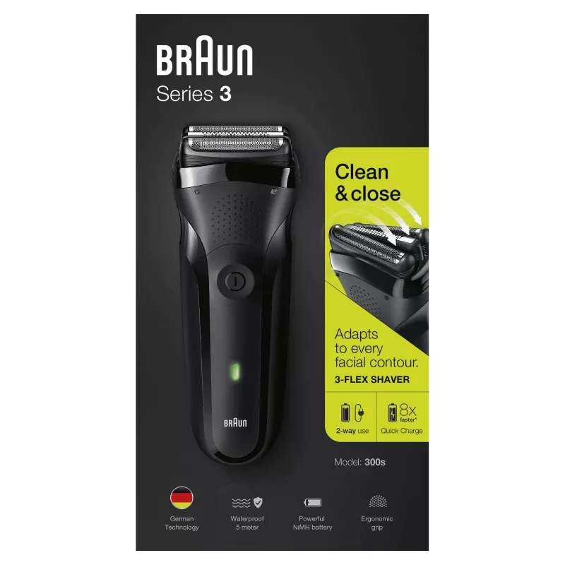 Braun Series 3 300s folijos skutiklis Trimeris Juodas
