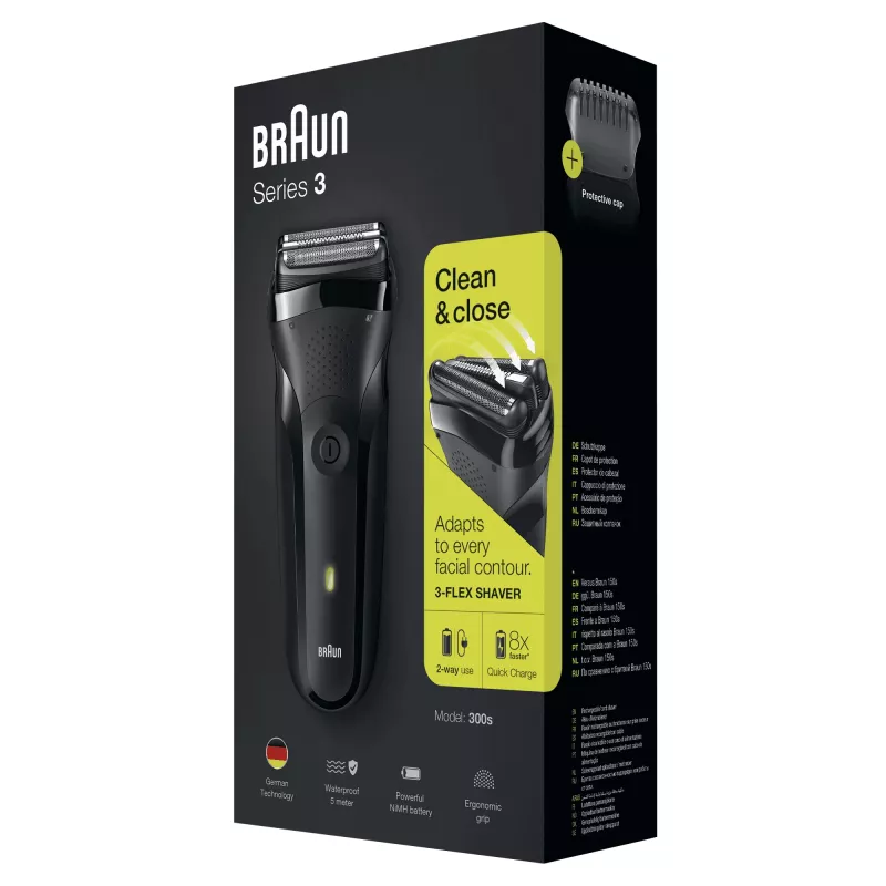 Braun Series 3 300s folijos skutiklis Trimeris Juodas