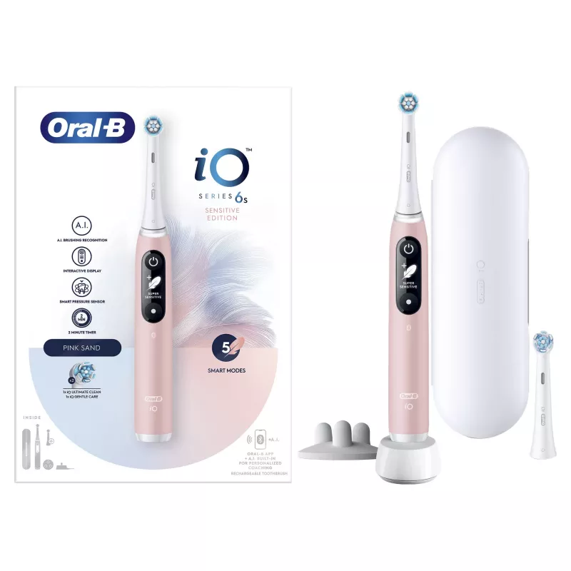 Oral-B iO 6S suaugusiems vibracinis dantų šepetėlis rožinis, baltas