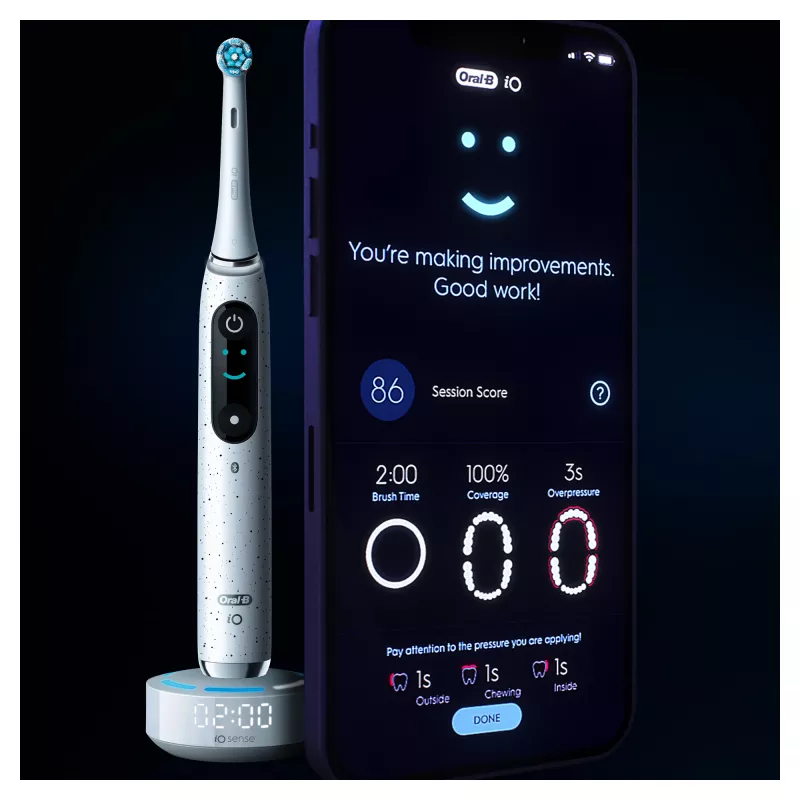 Oral-B iO Series 10 suaugusiųjų rotacinis-osciliuojantis dantų šepetėlis baltas