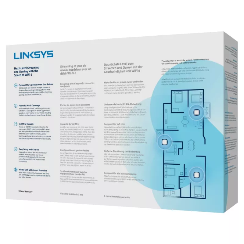 Linksys AX5400 viso namo tinklinis WiFi 6 dviejų juostų sistema, 2 vnt.