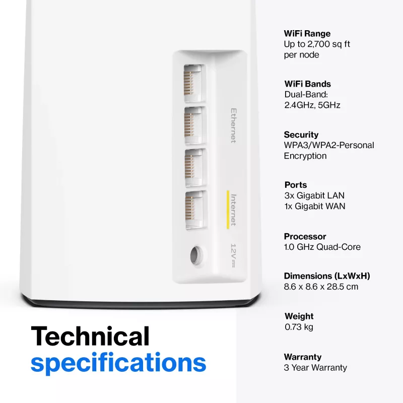 Linksys AX5400 viso namo tinklinis WiFi 6 dviejų juostų sistema, 2 vnt.