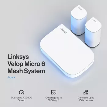 Linksys Velop Micro 6 Mesh System – Dual-Band WiFi 6 AX3000 (3 vnt.)