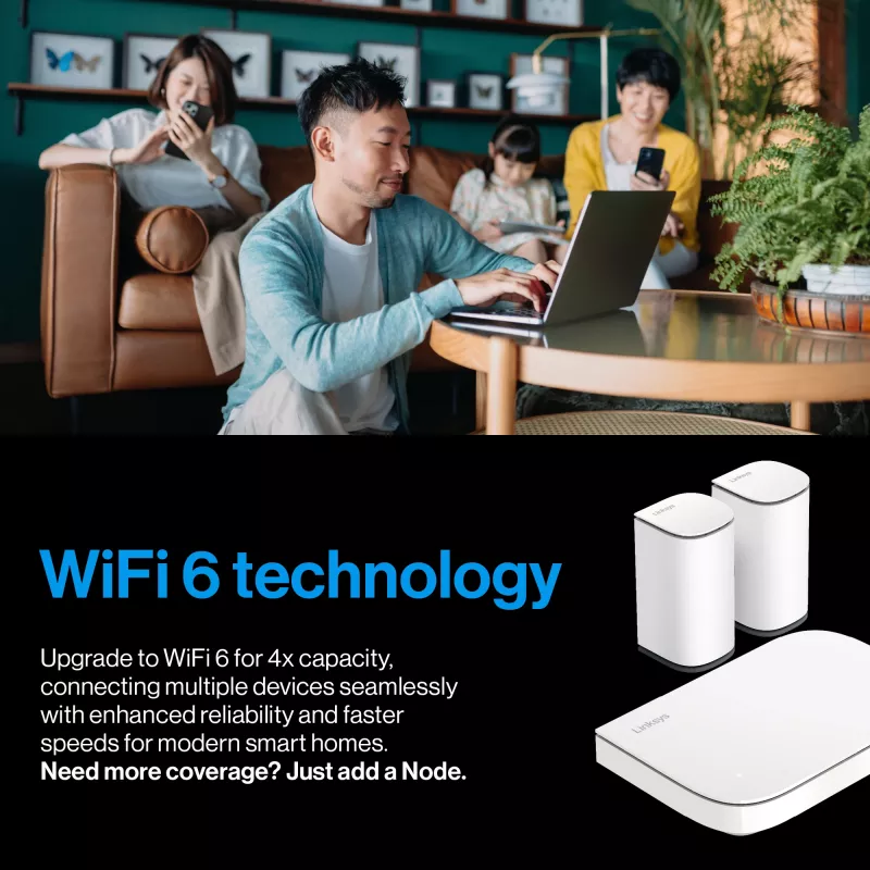 Linksys Velop Micro 6 Mesh System – Dual-Band WiFi 6 AX3000 (3 vnt.)