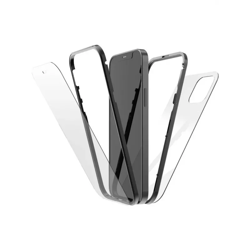 Hama 360° stiklinis mobiliojo telefono dėklas 15,5 cm (6,1 colio) dangtelis juodas, permatomas
