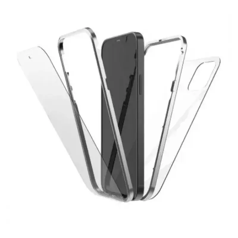 Hama 360° Stiklinis mobiliojo telefono dėklas 15,5 cm (6,1 colio) Užvalkalas Sidabrinis, Permatomas