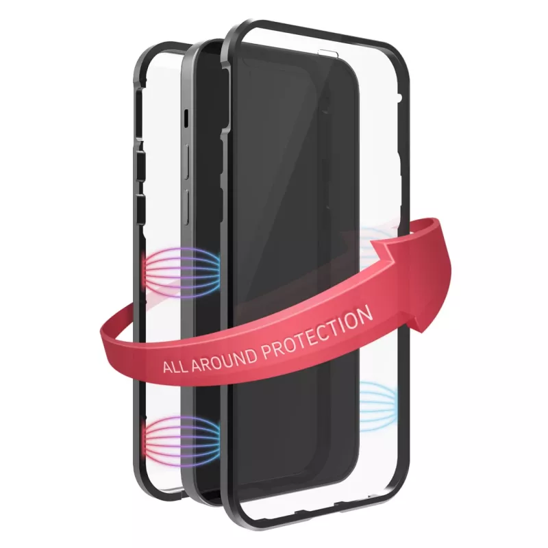 Hama 360° Glass mobiliojo telefono dėklas 15,5 cm (6,1 col.) Dangtelis Juodas, Skaidrus