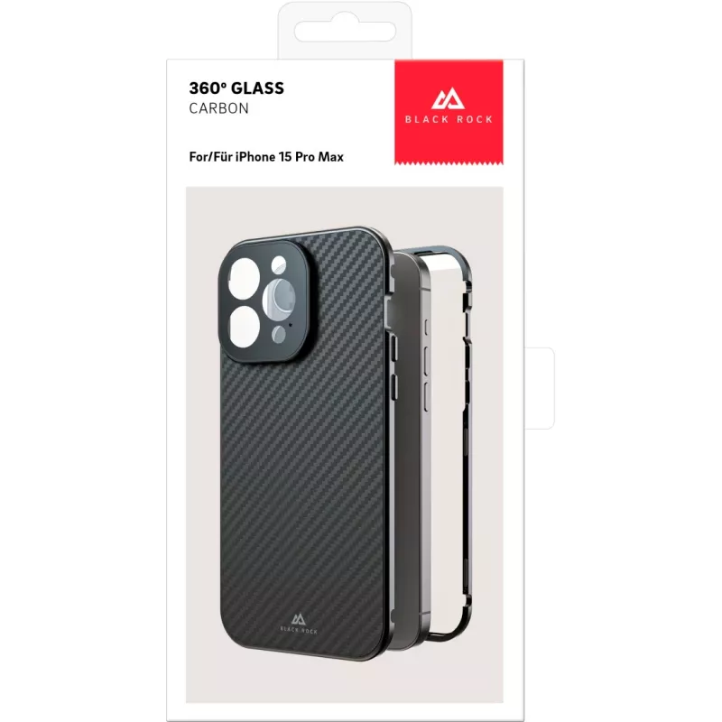 Hama 360° stiklinis mobiliojo telefono dėklas 17 cm (6,7 col.) Dangtelis anglies pluošto piešiniu