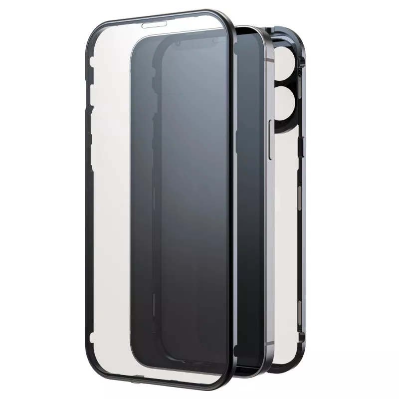 Hama 360° stiklinis mobiliojo telefono dėklas, juodas, skirtas iPhone 15 Pro Max 6,7 colio