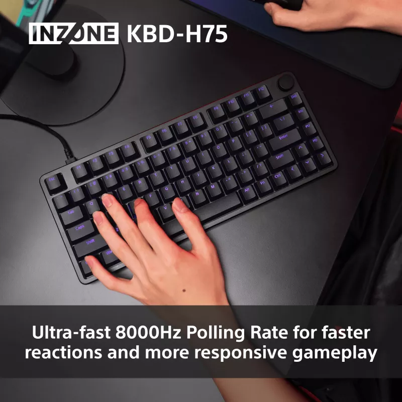 Klaviatūra Sony INZONE KBD-H75 75% laidinė USB magnetiniai-mechaniniai jungikliai QWERTY US International RGB juoda