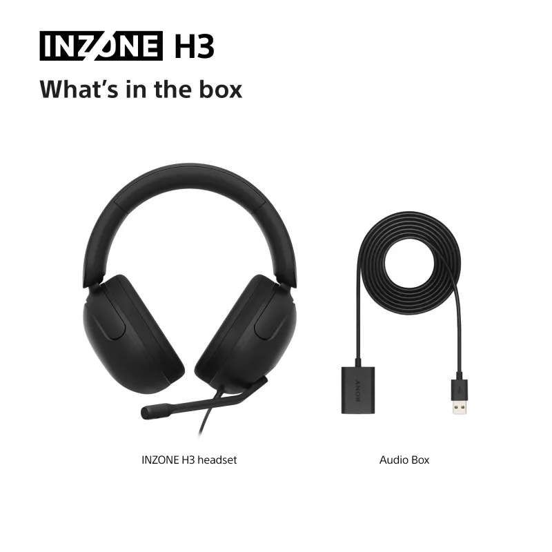 Laidinės ant ausų dedamos ausinės Sony INZONE H3 — juodos, modelis MDRG300B.CE7