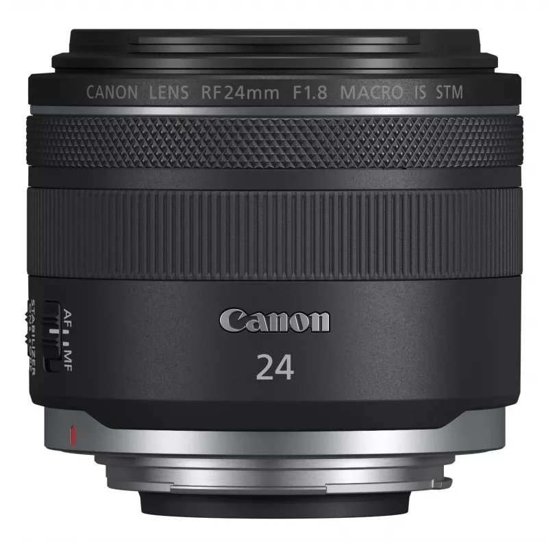 Canon plataus kampo RF 24 mm F1.8 Macro IS STM fotoaparato objektyvai, juodi