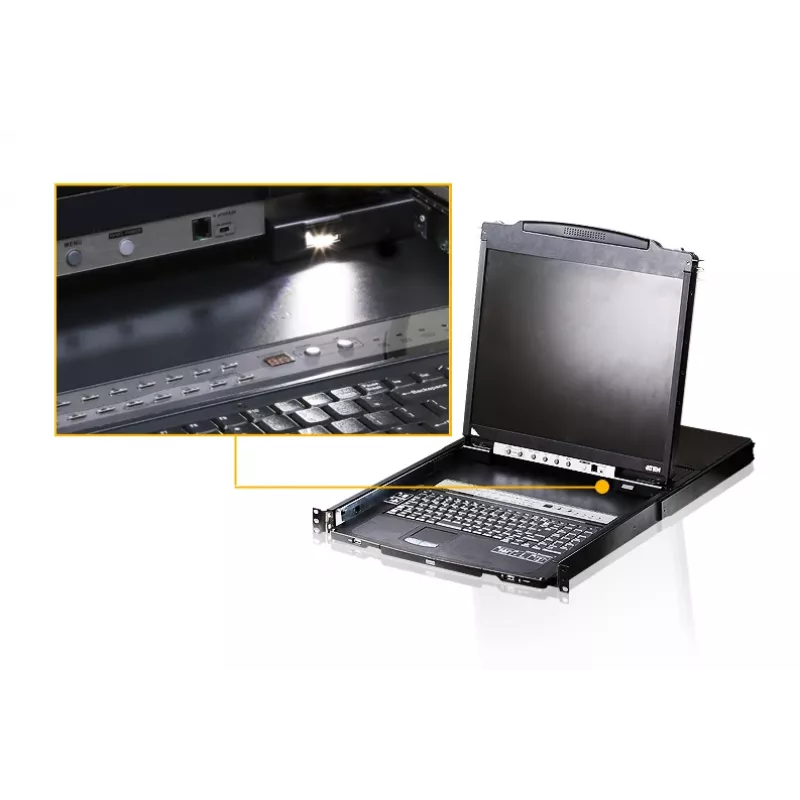 ATEN CL5808N stelažo konsolė 48,3 cm (19 col.) juoda 1U