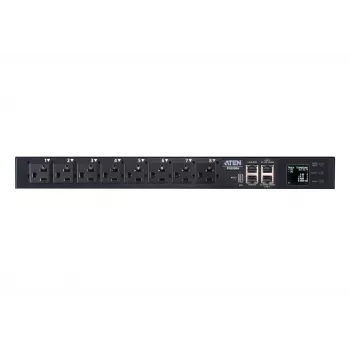 ATEN 32A 8 lizdų 1U matuojamas eco PDU, matuojamas, 1U, juodas, LCD, 8 kintamosios srovės lizdai, C13 jungtis, C19 jungtis