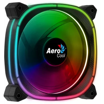 Aerocool ASTRO12 PC ventiliatorius 12cm LED RGB antivibracinis 6 kontaktų juodas