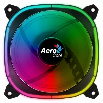 Aerocool ASTRO12 PC ventiliatorius 12cm LED RGB antivibracinis 6 kontaktų juodas
