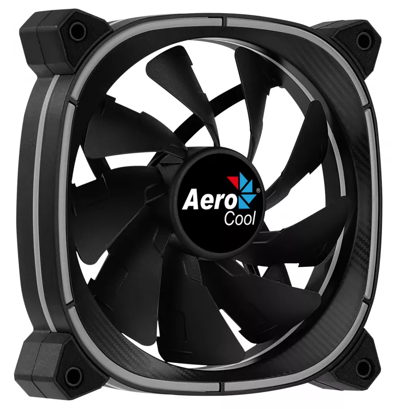 Aerocool ASTRO12 PC ventiliatorius 12cm LED RGB antivibracinis 6 kontaktų juodas